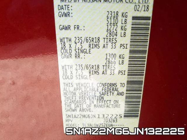 5N1AZ2MG6JN132225 фото 2