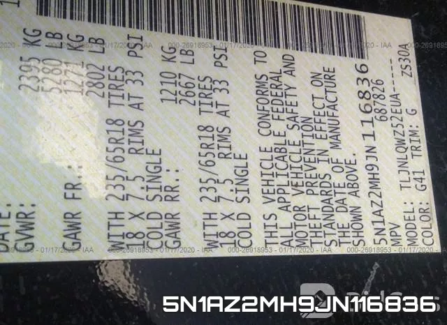 5N1AZ2MH9JN116836 фото 10
