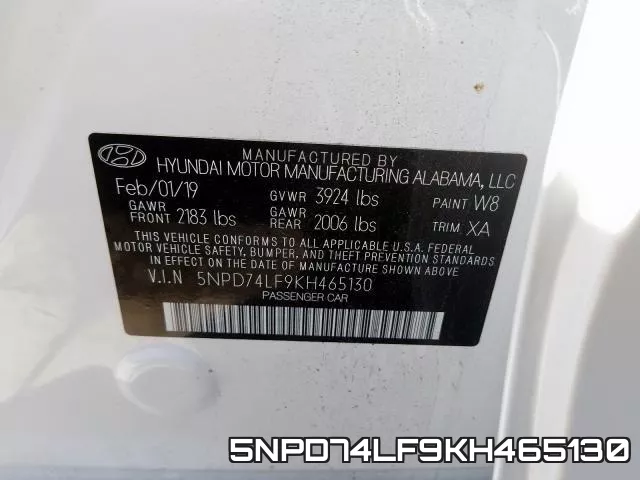 5NPD74LF9KH465130 фото 2