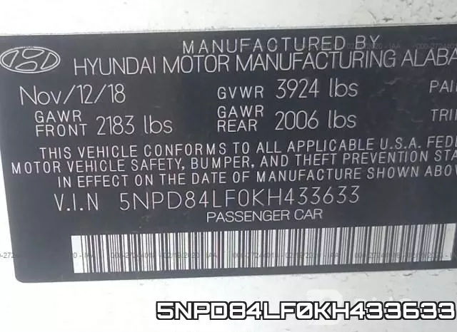 5NPD84LF0KH433633 фото 10