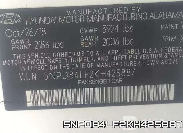 5NPD84LF2KH425887 фото 10