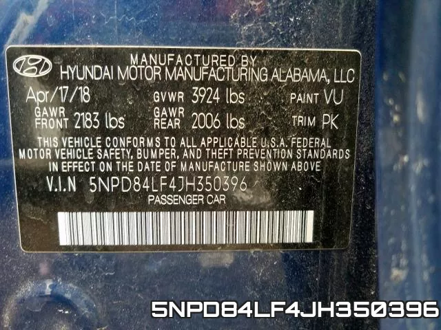 5NPD84LF4JH350396 фото 2