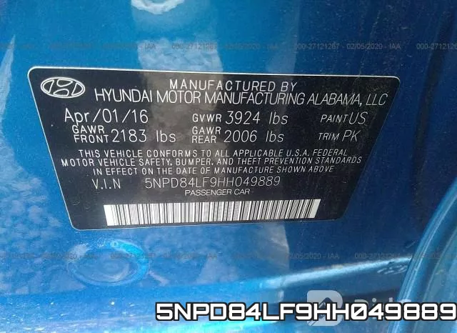 5NPD84LF9HH049889 фото 10
