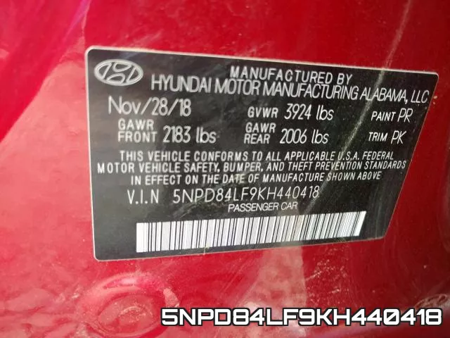 5NPD84LF9KH440418 фото 2