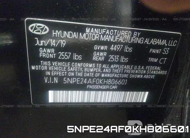 5NPE24AF0KH806601 фото 10