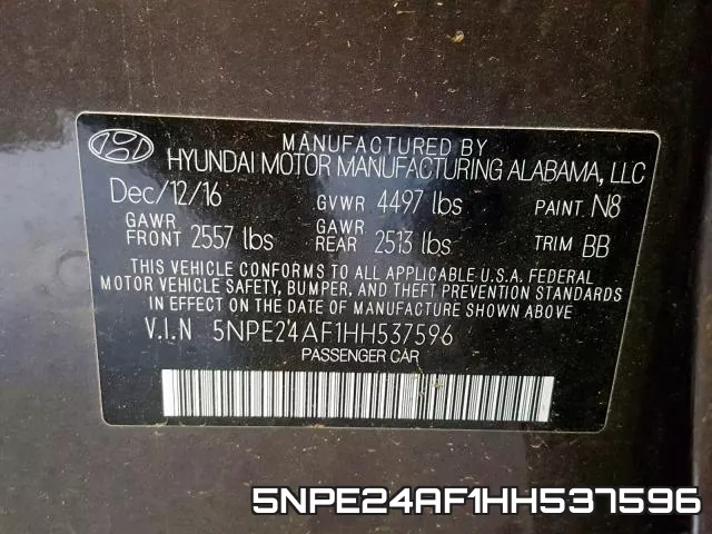 5NPE24AF1HH537596 фото 2