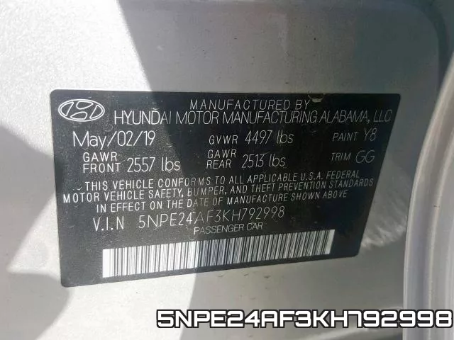 5NPE24AF3KH792998 фото 2