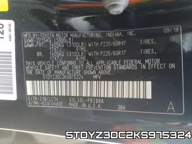 5TDYZ3DC2KS975324 фото 2