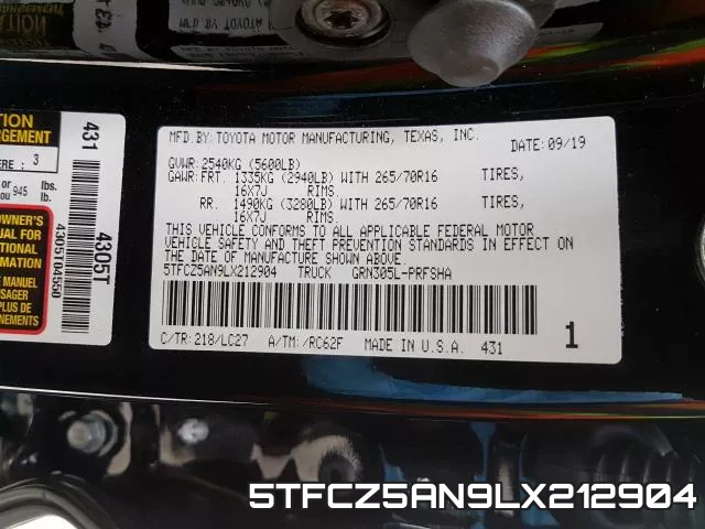 5TFCZ5AN9LX212904 фото 2