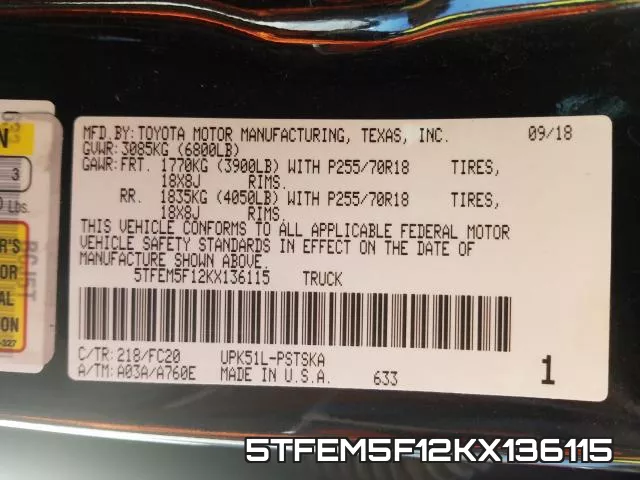 5TFEM5F12KX136115 фото 2