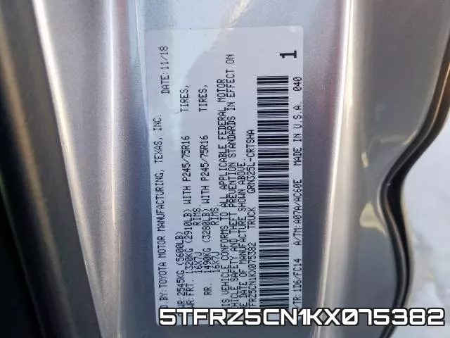5TFRZ5CN1KX075382 фото 2