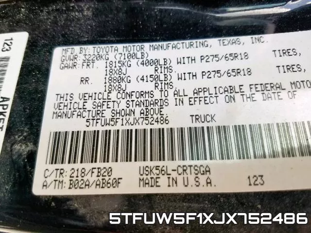 5TFUW5F1XJX752486 фото 2
