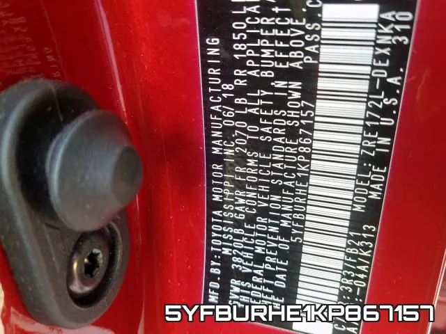 5YFBURHE1KP867157 фото 2