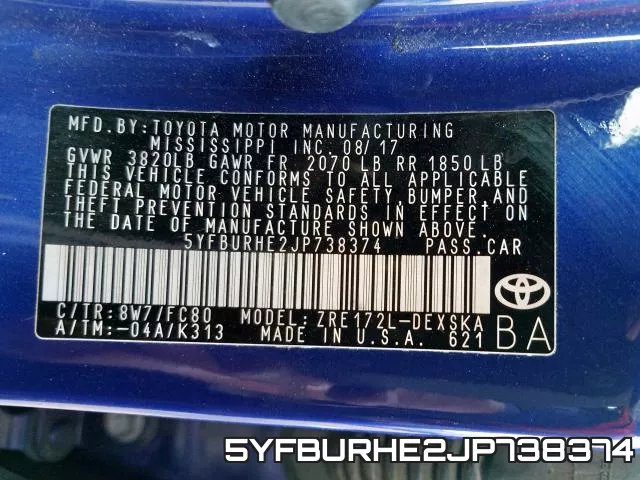 5YFBURHE2JP738374 фото 2