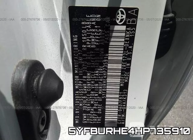 5YFBURHE4HP735910 фото 10