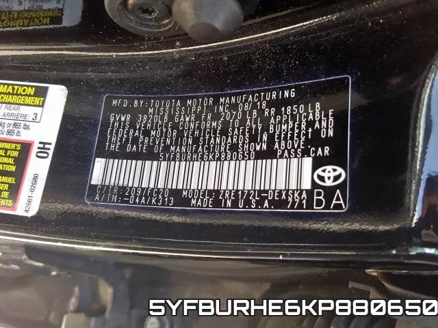 5YFBURHE6KP880650 фото 2