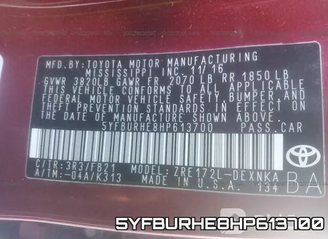 5YFBURHE8HP613700 фото 10