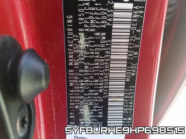 5YFBURHE9HP698515 фото 2