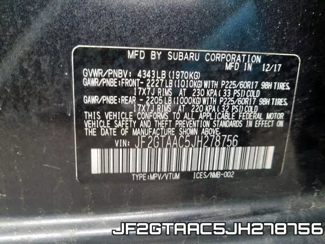 JF2GTAAC5JH278756 фото 2