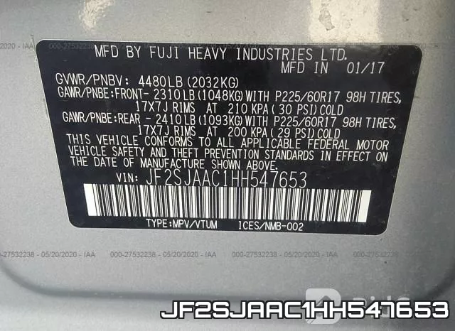 JF2SJAAC1HH547653 фото 10