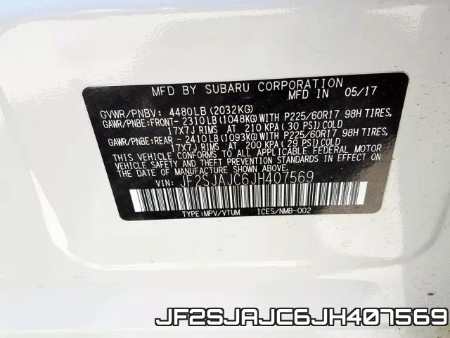 JF2SJAJC6JH407569 фото 2