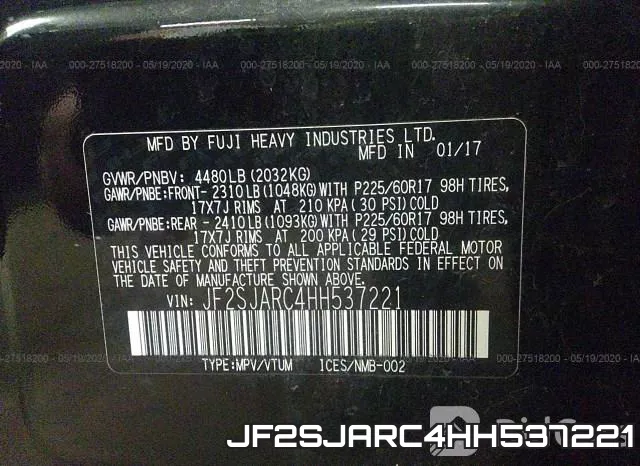 JF2SJARC4HH537221 фото 10