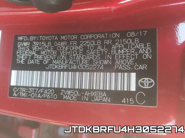 JTDKBRFU4H3052274 фото 2