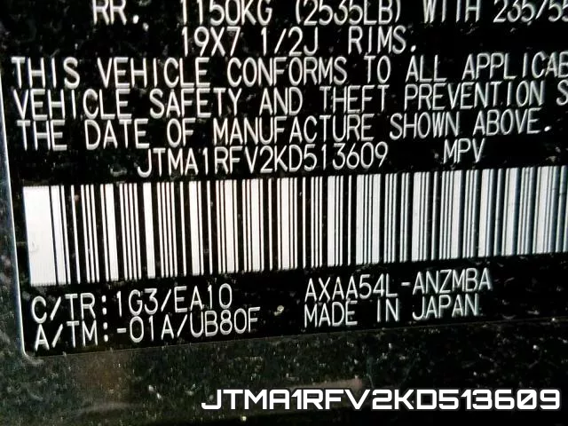JTMA1RFV2KD513609 фото 2
