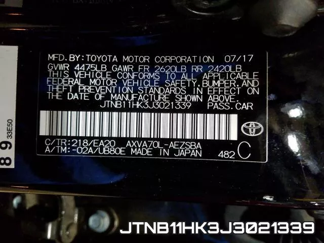 JTNB11HK3J3021339 фото 2