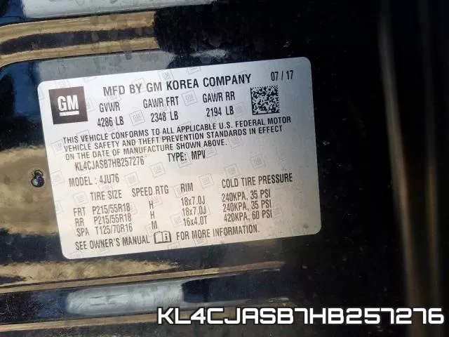 KL4CJASB7HB257276 фото 2