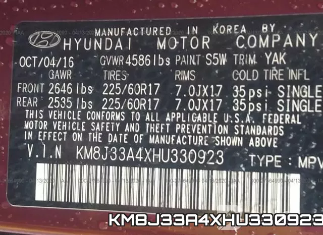 KM8J33A4XHU330923 фото 10