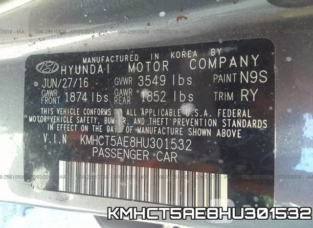 KMHCT5AE8HU301532 фото 10