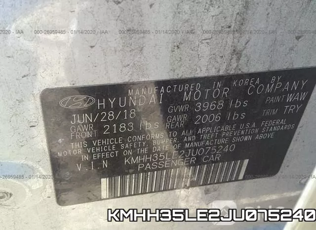 KMHH35LE2JU075240 фото 10