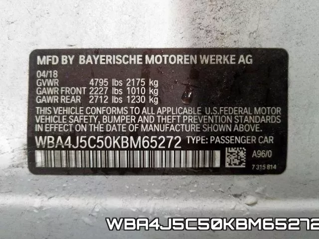 WBA4J5C50KBM65272 фото 2