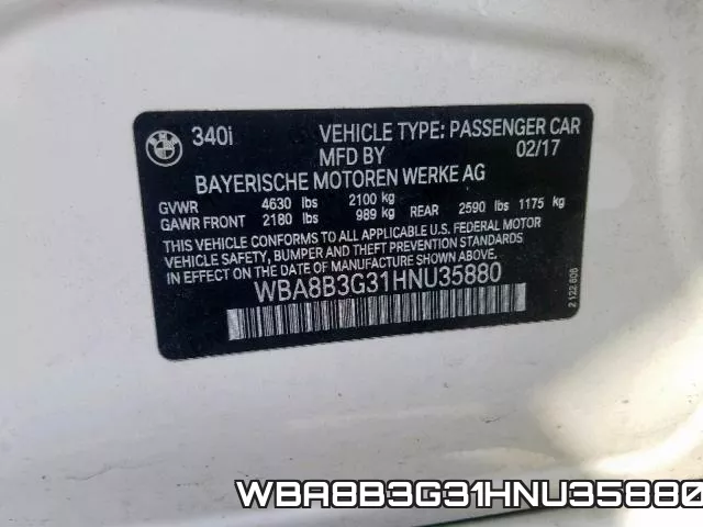 WBA8B3G31HNU35880 фото 2