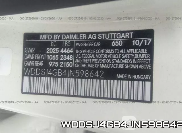WDDSJ4GB4JN598642 фото 10