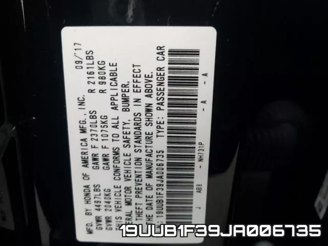 19UUB1F39JA006735 фото 2