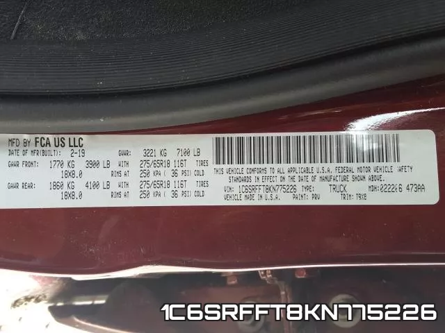 1C6SRFFT8KN775226 фото 2