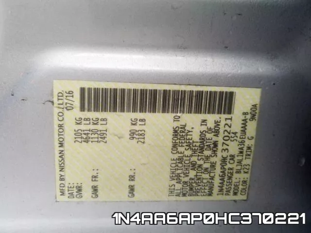 1N4AA6AP0HC370221 фото 2