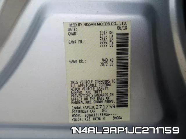 1N4AL3AP1JC271759 фото 2