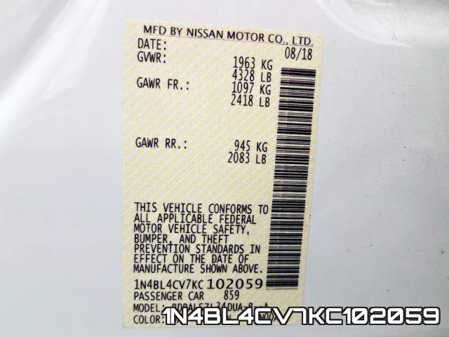 1N4BL4CV7KC102059 фото 2