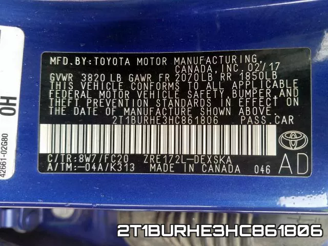 2T1BURHE3HC861806 фото 2