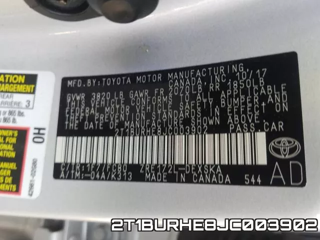2T1BURHE8JC003902 фото 2