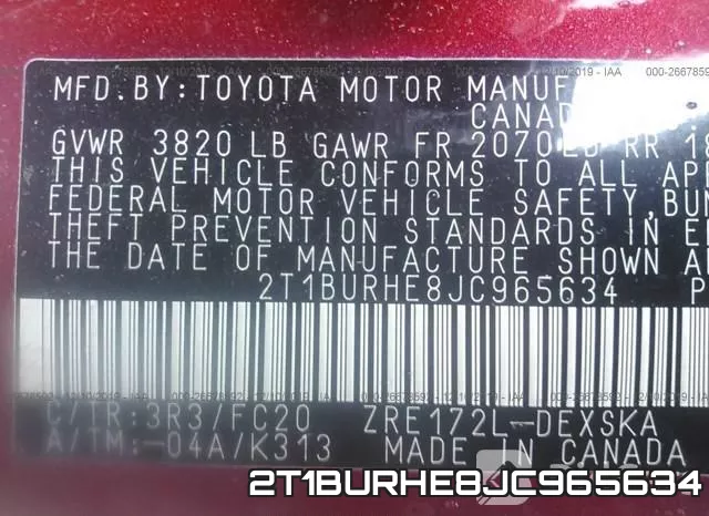 2T1BURHE8JC965634 фото 10