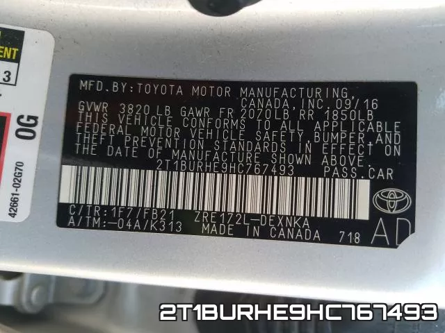 2T1BURHE9HC767493 фото 2