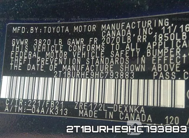 2T1BURHE9HC793883 фото 10