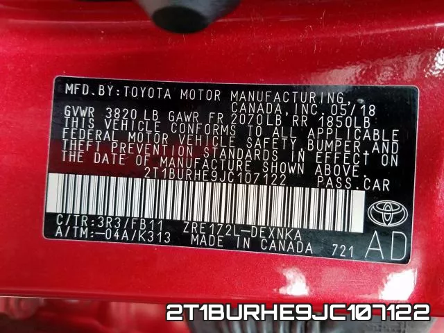 2T1BURHE9JC107122 фото 2