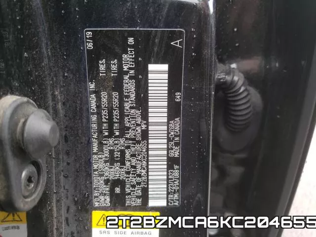 2T2BZMCA6KC204655 фото 2