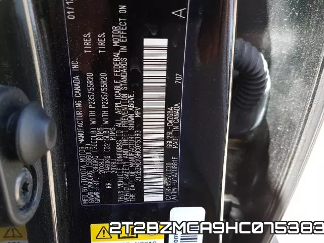 2T2BZMCA9HC075383 фото 2