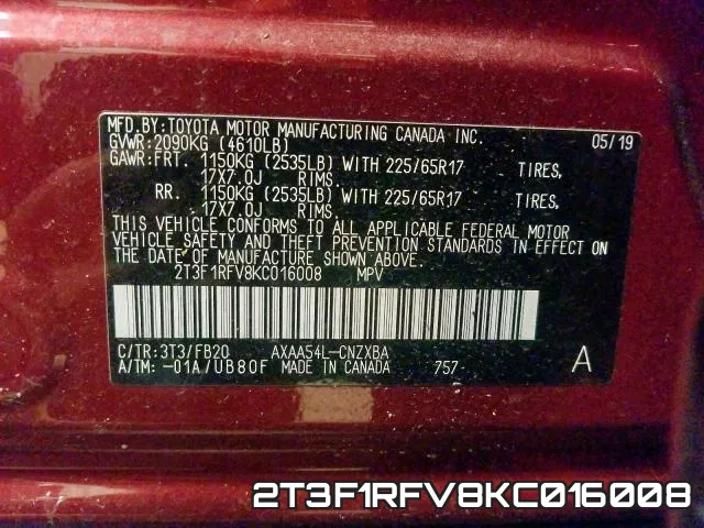 2T3F1RFV8KC016008 фото 2